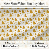 Gold Christmas Tree Heart Glitter Seamless Pattern Digital Print Fabric by the Metre UK Sewing Quilting Textile