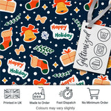 Happy Holiday Bells Gift Winter Festive Seamless Pattern Digital Print Fabric by the Metre UK Sewing Quilting Textile