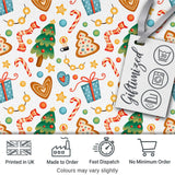 Watercolor Christmas Tree Cookie Candy Festive Seamless Pattern Digital Print Fabric by the Metre UK Sewing Quilting Textile