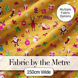 Cute Santa Reindeer Snowman Christmas  Seamless Pattern Digital Print Fabric by the Metre UK Sewing Quilting Textile