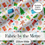 Watercolor Christmas Tree Gingerbread Gift Seamless Pattern Digital Print Fabric by the Metre UK Sewing Quilting Textile