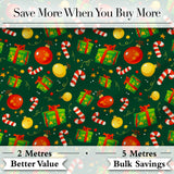 Christmas Gift Box Candy Cane Ornament Seamless Pattern Digital Print Fabric by the Metre UK Sewing Quilting Textile