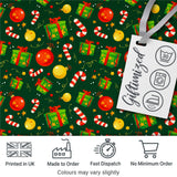 Christmas Gift Box Candy Cane Ornament Seamless Pattern Digital Print Fabric by the Metre UK Sewing Quilting Textile