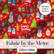 Merry Christmas Santa Snowman Candy Greeting Seamless Pattern Digital Print Fabric by the Metre UK Sewing Quilting Textile