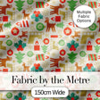 Cute Reindeer Christmas Tree Ornament Seamless Pattern Digital Print Fabric by the Metre UK Sewing Quilting Textile