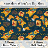 Cute Christmas Bear Scarf Gift Box Lights Seamless Pattern Digital Print Fabric by the Metre UK Sewing Quilting Textile