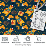 Cute Christmas Bear Scarf Gift Box Lights Seamless Pattern Digital Print Fabric by the Metre UK Sewing Quilting Textile