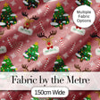 Cute Reindeer Christmas Tree Candy Cane Seamless Pattern Digital Print Fabric by the Metre UK Sewing Quilting Textile