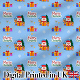 Cute Santa Reindeer Gingerbread Merry Christmas Seamless Pattern Digital Print Fabric by the Metre UK Sewing Quilting Textile