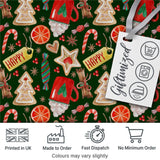 Watercolor Christmas Mug Cookie Candy Cane Orange Seamless Pattern Digital Print Fabric by the Metre UK Sewing Quilting Textile