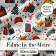 Cute Santa Reindeer Gift Box Pine Branch Seamless Pattern Digital Print Fabric by the Metre UK Sewing Quilting Textile