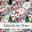 Cute Santa Snowman Elf Christmas Tree Seamless Pattern Digital Print Fabric by the Metre UK Sewing Quilting Textile