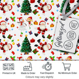 Cute Santa Snowman Elf Christmas Tree Seamless Pattern Digital Print Fabric by the Metre UK Sewing Quilting Textile
