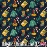Christmas Sweater Candle Gift Candy Cane Seamless Pattern Digital Print Fabric by the Metre UK Sewing Quilting Textile