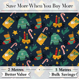 Christmas Sweater Candle Gift Candy Cane Seamless Pattern Digital Print Fabric by the Metre UK Sewing Quilting Textile