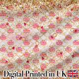 Luxury Pink Gold Ornament Glitter Seamless Pattern Digital Print Fabric by the Metre UK Sewing Quilting Textile