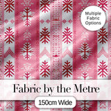 Scandinavian Pink Red Snowflake Nordic Seamless Pattern Digital Print Fabric by the Metre UK Sewing Quilting Textile