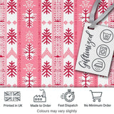 Scandinavian Pink Red Snowflake Nordic Seamless Pattern Digital Print Fabric by the Metre UK Sewing Quilting Textile