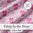 Minimal Pink Bell Bow Reindeer Winter Seamless Pattern Digital Print Fabric by the Metre UK Sewing Quilting Textile