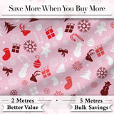 Festive Christmas  Reindeer Gift Candy Cane Seamless Pattern Digital Print Fabric by the Metre UK Sewing Quilting Textile