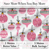 Cute Pink Christmas Baubles Ornament Seamless Pattern Digital Print Fabric by the Metre UK Sewing Quilting Textile