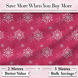Elegant Red Snowflake Winter Holiday Seamless Pattern Digital Print Fabric by the Metre UK Sewing Quilting Textile