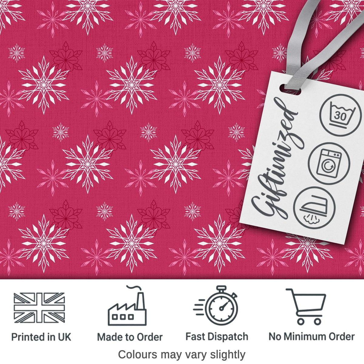 Elegant Red Snowflake Winter Holiday Seamless Pattern Digital Print Fabric by the Metre UK Sewing Quilting Textile