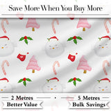 Cute Christmas Dove Holly Candy Cane Seamless Pattern Digital Print Fabric by the Metre UK Sewing Quilting Textile