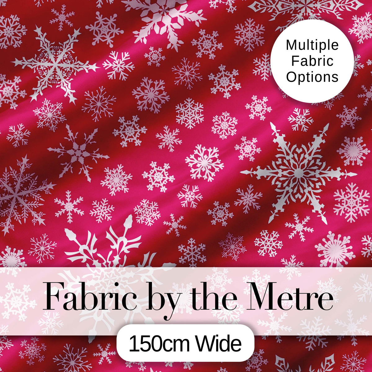 Elegant White Snowflake Red Background Winter Seamless Pattern Digital Print Fabric by the Metre UK Sewing Quilting Textile