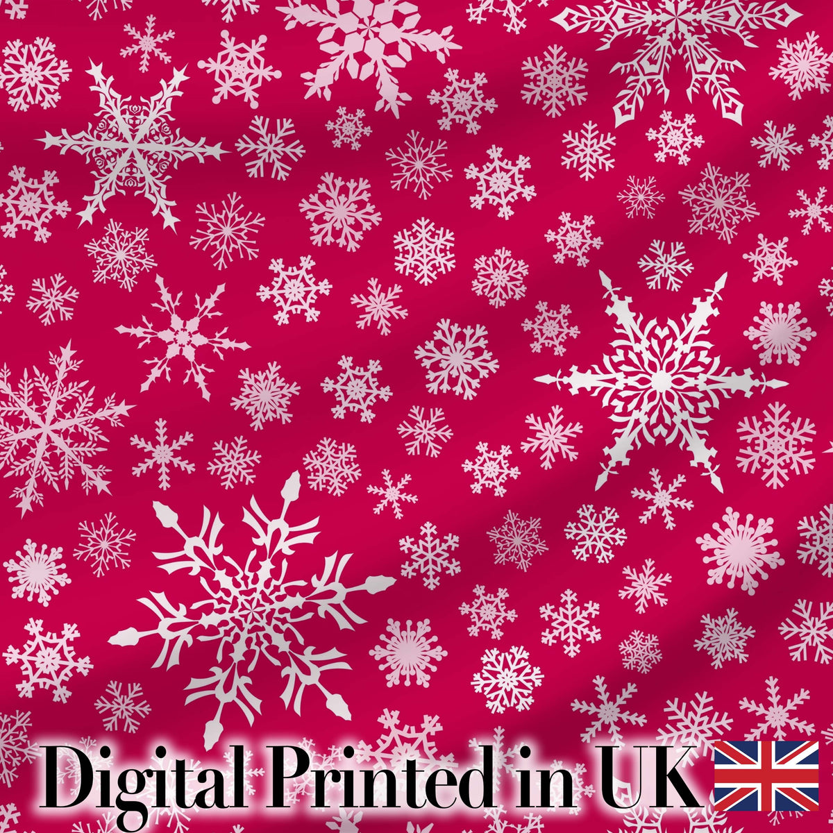Elegant White Snowflake Red Background Winter Seamless Pattern Digital Print Fabric by the Metre UK Sewing Quilting Textile