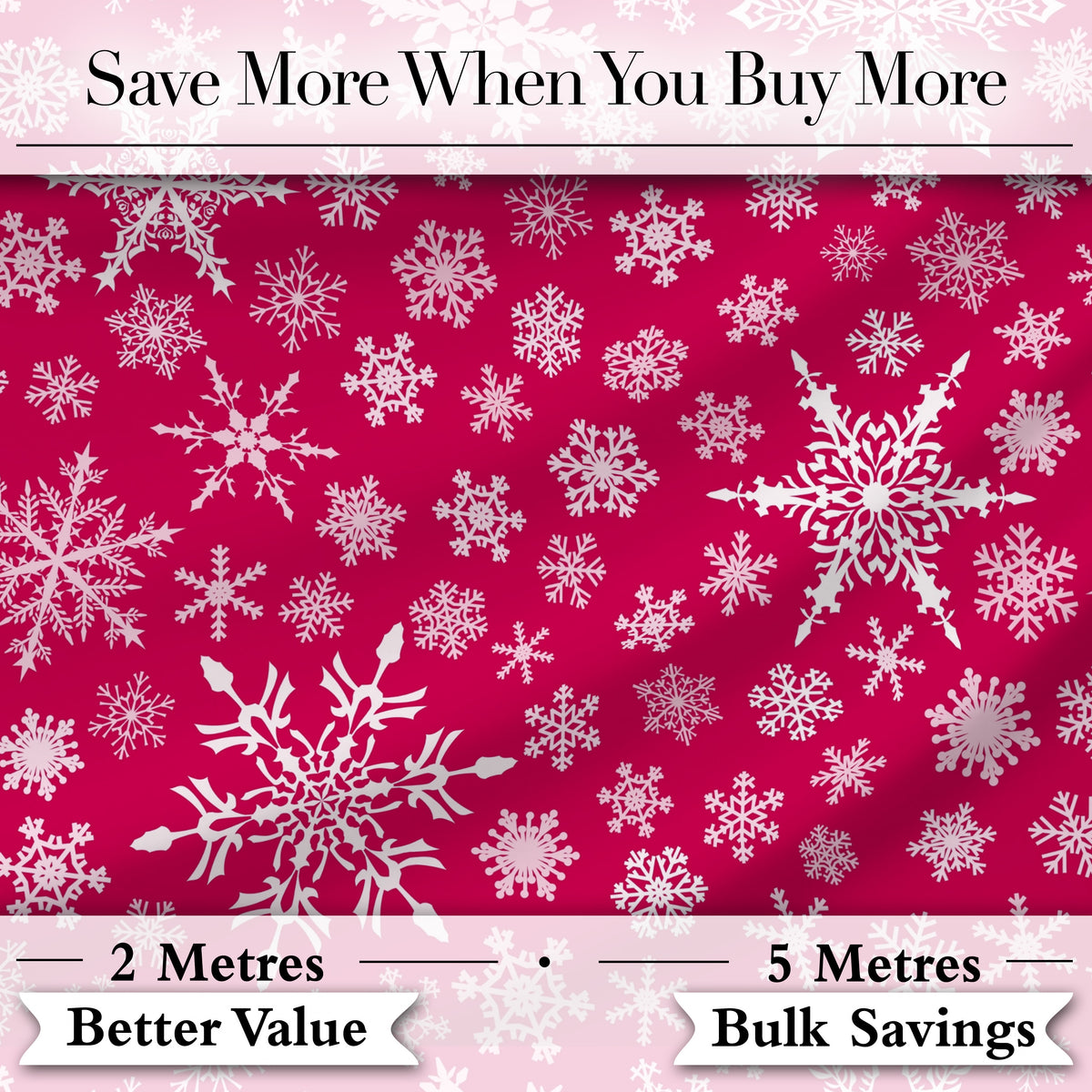 Elegant White Snowflake Red Background Winter Seamless Pattern Digital Print Fabric by the Metre UK Sewing Quilting Textile