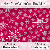 Elegant White Snowflake Red Background Winter Seamless Pattern Digital Print Fabric by the Metre UK Sewing Quilting Textile