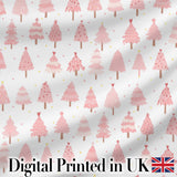 Pink Christmas Tree Forest Cute Seamless Pattern Digital Print Fabric by the Metre UK Sewing Quilting Textile