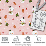 Cute Snowman Gingerbread Candy Winter Seamless Pattern Digital Print Fabric by the Metre UK Sewing Quilting Textile