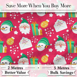 Cute Santa Snowman Letter Gift Seamless Pattern Digital Print Fabric by the Metre UK Sewing Quilting Textile