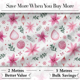 Watercolor Pink Poinsettia Leaves Christmas Seamless Pattern Digital Print Fabric by the Metre UK Sewing Quilting Textile