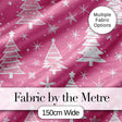 Pink Christmas Trees Snowflake Star Seamless Pattern Digital Print Fabric by the Metre UK Sewing Quilting Textile