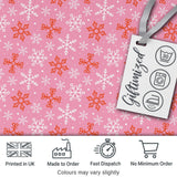 Pink Red White Snowflake Winter Seamless Pattern Digital Print Fabric by the Metre UK Sewing Quilting Textile