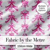 Vintage Pink Ribbon Bow Stripe Elegant Seamless Pattern Digital Print Fabric by the Metre UK Sewing Quilting Textile