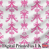 Vintage Pink Ribbon Bow Stripe Elegant Seamless Pattern Digital Print Fabric by the Metre UK Sewing Quilting Textile