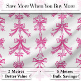 Vintage Pink Ribbon Bow Stripe Elegant Seamless Pattern Digital Print Fabric by the Metre UK Sewing Quilting Textile