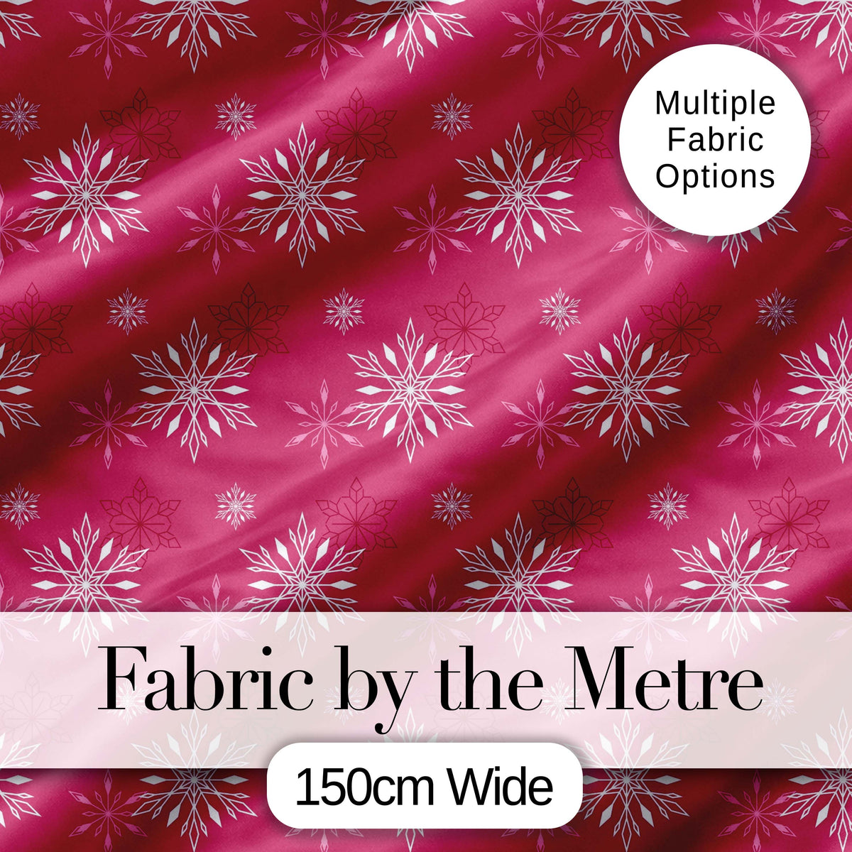 Elegant Red White Snowflake Festive Seamless Pattern Digital Print Fabric by the Metre UK Sewing Quilting Textile