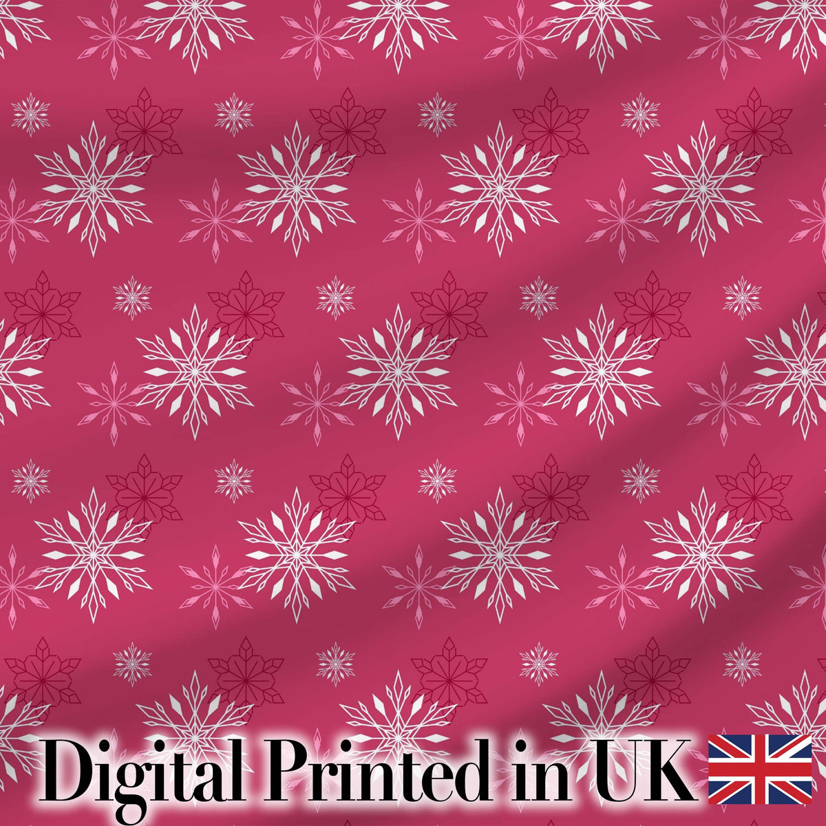 Elegant Red White Snowflake Festive Seamless Pattern Digital Print Fabric by the Metre UK Sewing Quilting Textile