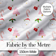Cute Winter Bird Santa Hat Candy Cane Holly Seamless Pattern Digital Print Fabric by the Metre UK Sewing Quilting Textile