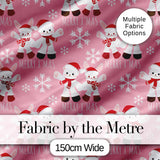 Cute Bunny Bear Merry Christmas Snowflake Seamless Pattern Digital Print Fabric by the Metre UK Sewing Quilting Textile