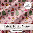 Cute Christmas Tree Gift Coffee Sock Ornament Seamless Pattern Digital Print Fabric by the Metre UK Sewing Quilting Textile