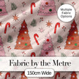 Scandinavian Christmas Tree Candy Cane Star Seamless Pattern Digital Print Fabric by the Metre UK Sewing Quilting Textile