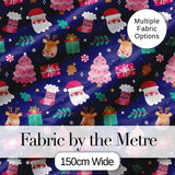 Cute Santa Reindeer Gift Christmas Tree Seamless Pattern Digital Print Fabric by the Metre UK Sewing Quilting Textile