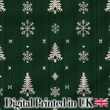 Knitted Style Snowflake Christmas Tree Seamless Pattern Digital Print Fabric by the Metre UK Sewing Quilting Textile