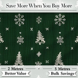 Knitted Style Snowflake Christmas Tree Seamless Pattern Digital Print Fabric by the Metre UK Sewing Quilting Textile